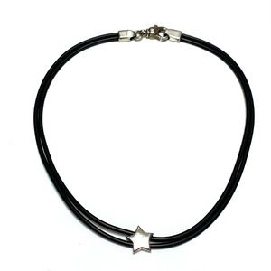 Vintage Sterling Silver Star Charm Choker Necklace